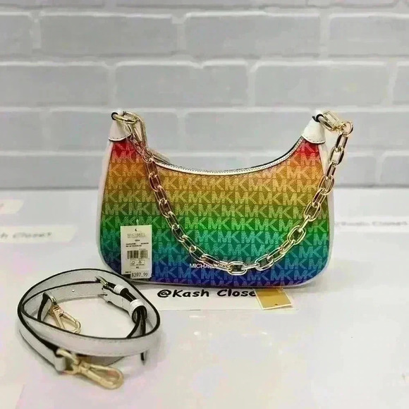 Michael Kors Handbags - Michael Kors Cora Medium Rainbow Logo Shoulder Purse Crossbody Bag
